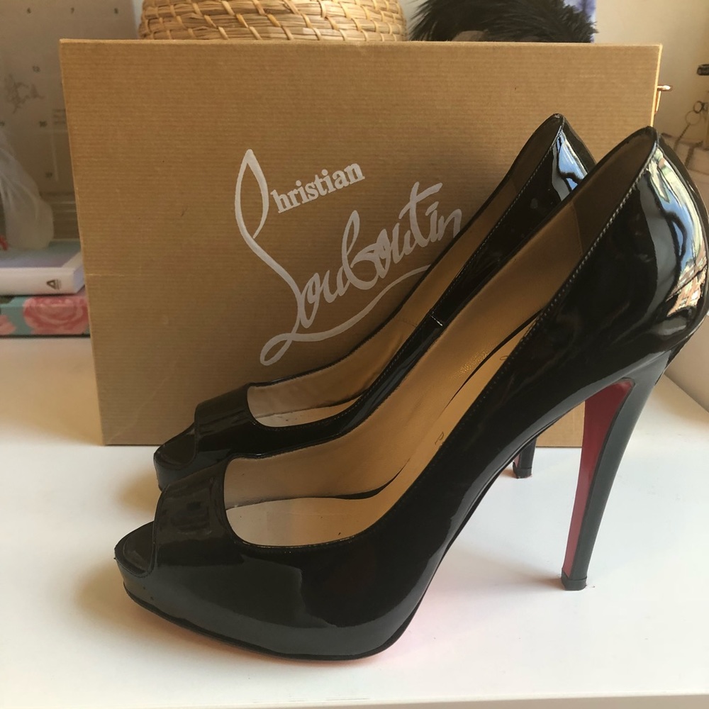 Christian Louboutin Black Mlle Dam Patent Pumps